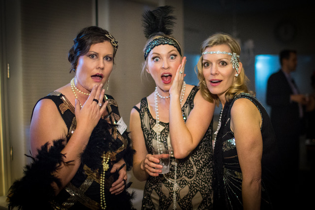 Night of Mystery | How to Host a 1920s Speakeasy Murder Mystery Party (Juice Joint POM) 3 women in a flapper dress