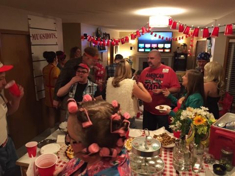 a group of people at a party