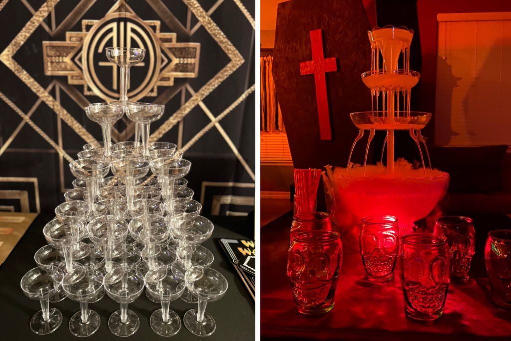 Night of Mystery | Murder Mystery Cocktails to Die For Themed party drink towers and displays