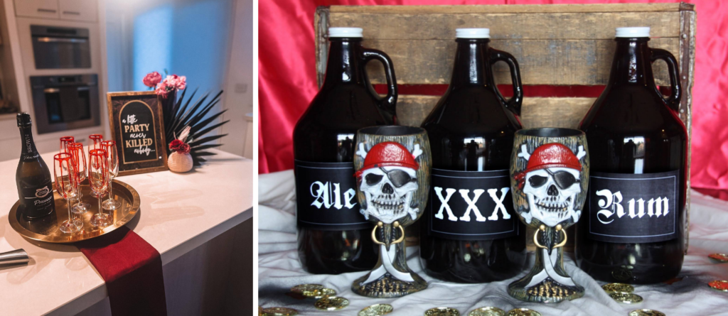Night of Mystery | Murder Mystery Cocktails to Die For Themed party drinks and glassware displays