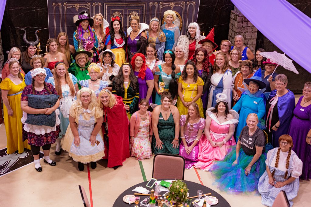 Group photo of Happily Never After murder mystery party