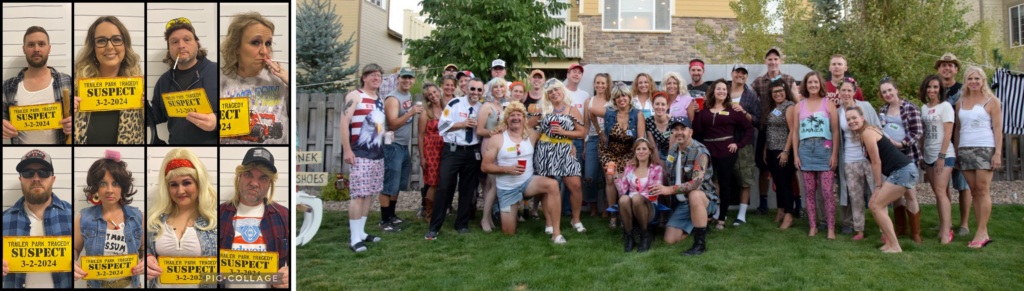 Night of Mystery | Friendsgiving Games for Adults: Easy Ideas for an Epic Party People in costumes posing for photos at a themed party event