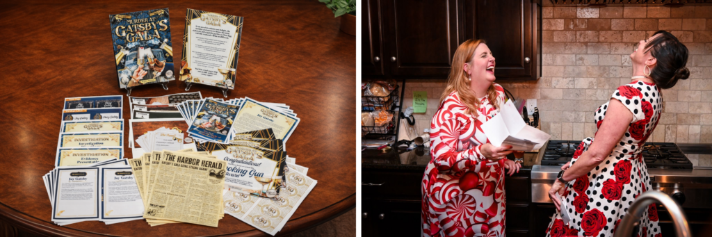 Night of Mystery | Friendsgiving Games for Adults: Easy Ideas for an Epic Party People participating in a murder mystery themed party game