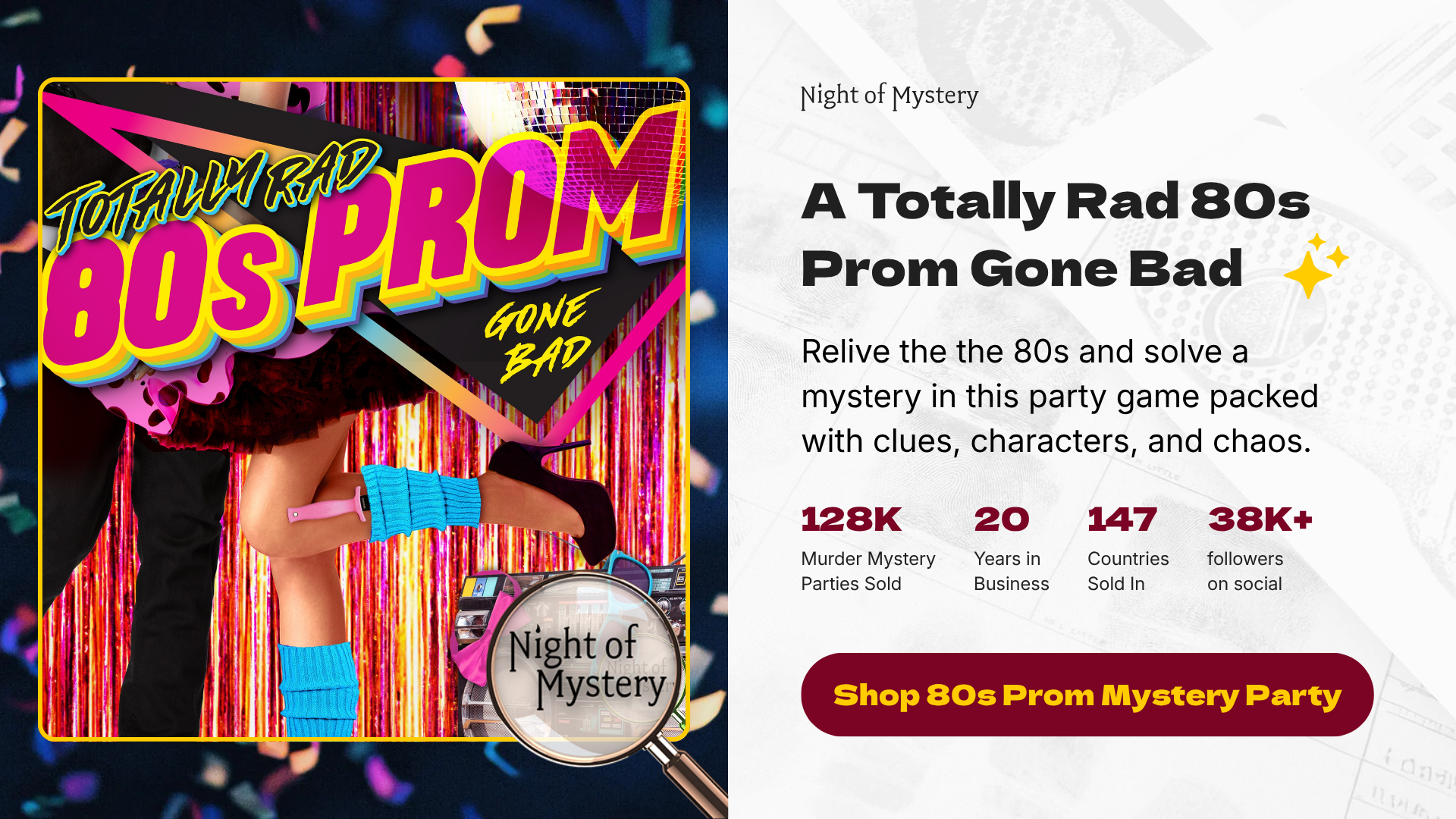 Night of Mystery | 10 Trendiest Themed Birthday Parties for Adults in 2026 80's prom Party