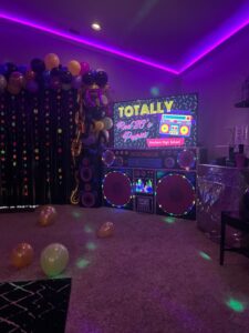 Night of Mystery | 80s Party Ideas: Outfits, Music, Decor, And Games Lighting at an 80s murder mystery night