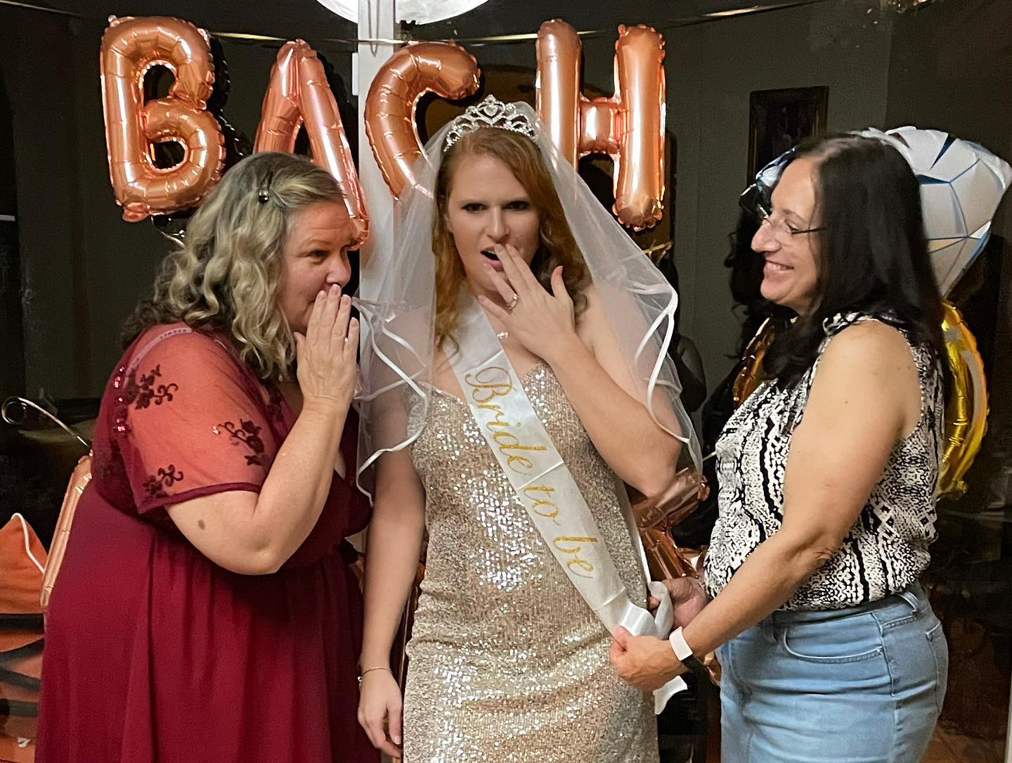 Wedding murder mystery party with bridal party in costume solving a mystery