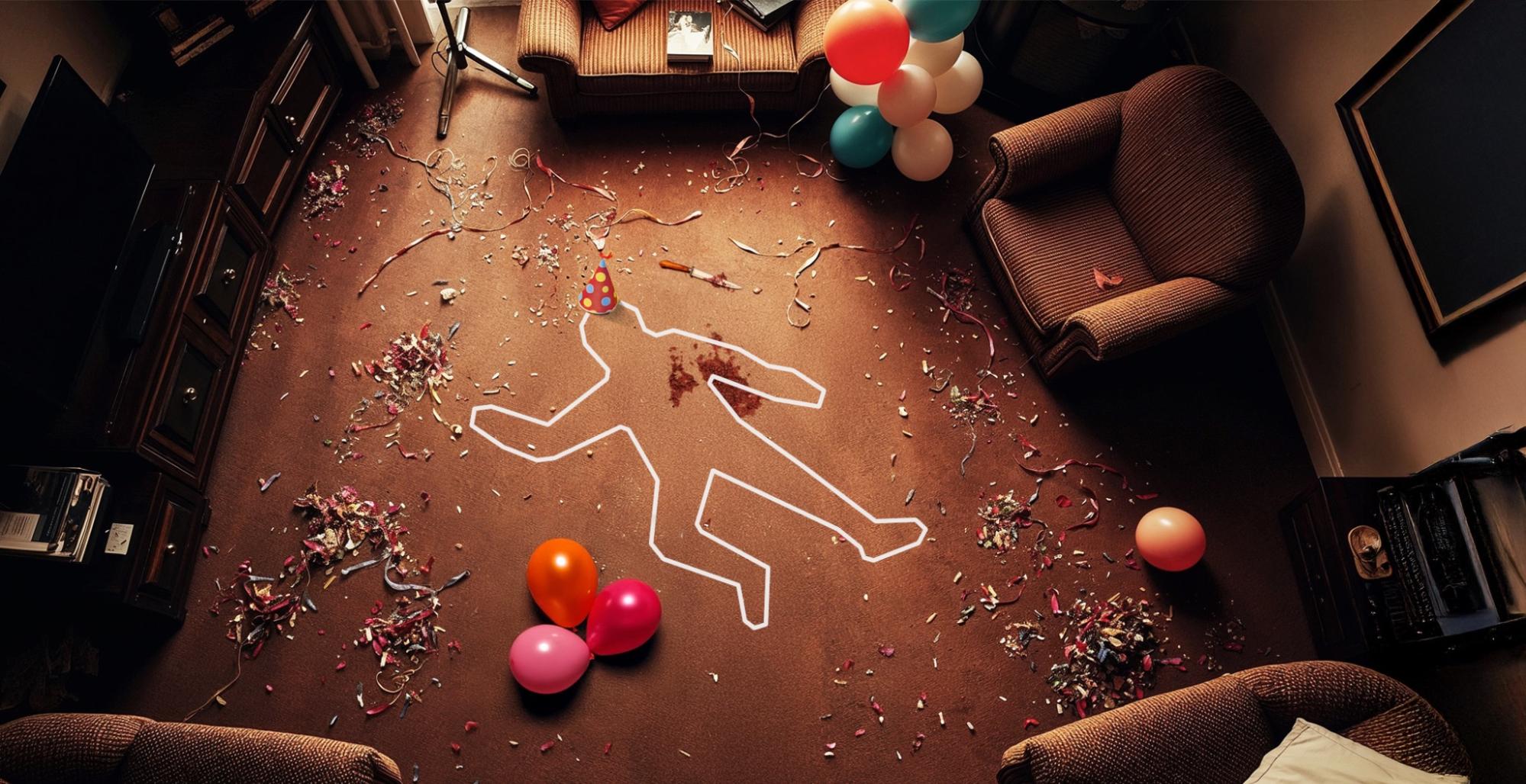 DIY chalk outline as Halloween party decoration.