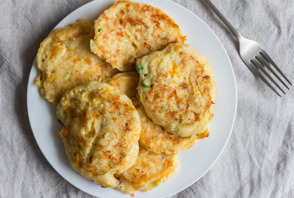 crispy mashed potato cakes with cheese