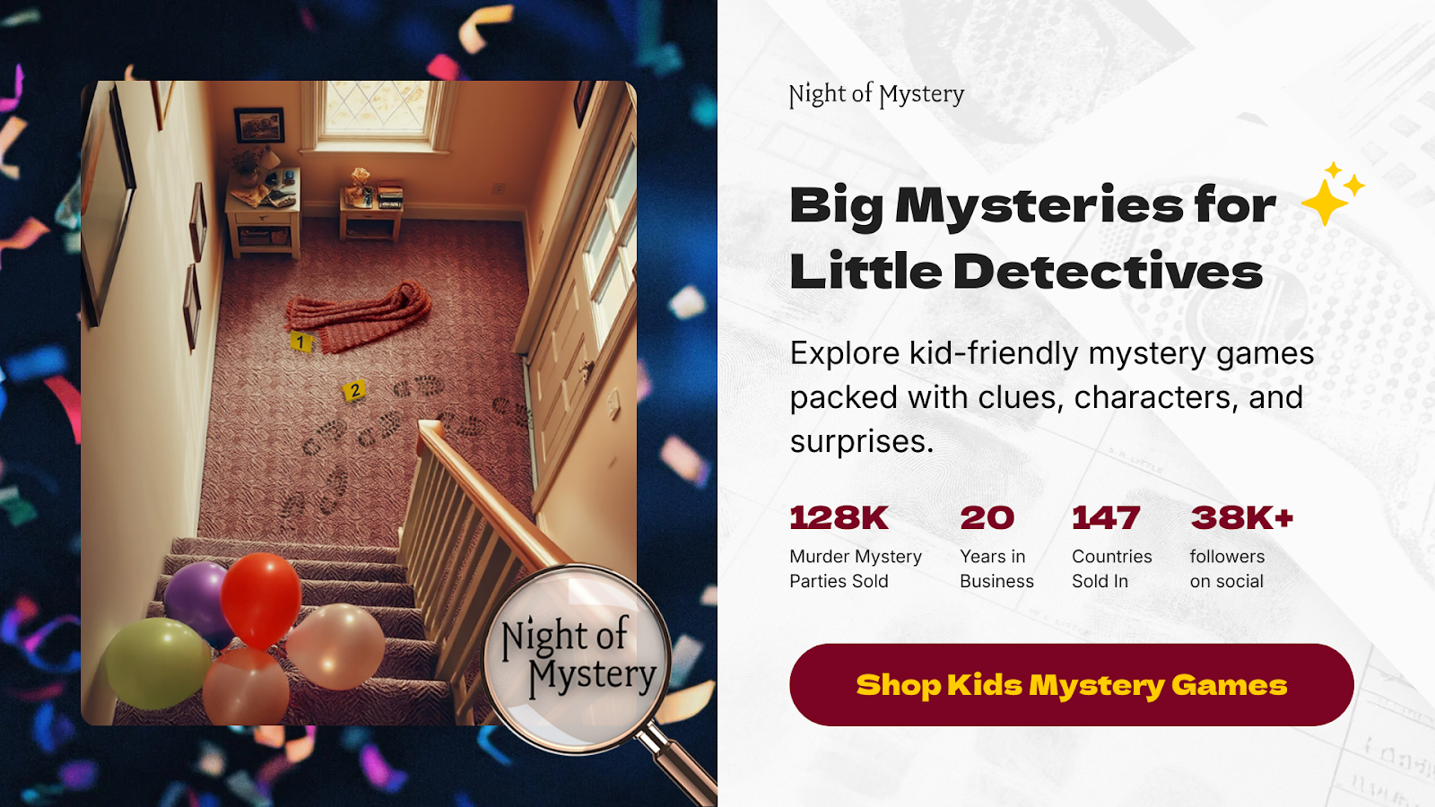 Night of Mystery | Murder Mystery Party Ideas Hub Shop Kid-Friendly Murder Mystery Party Ideas Filled With Fun Clues and Surprises