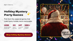 Night of Mystery | Team Building Activities Murder Mystery Shop Seasonal Holiday Murder Mystery Party Games