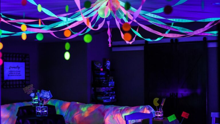 Night of Mystery | Surprise Birthday Party Ideas for Adults That Actually Stay Secret Unique Neon Party Theme Decorations For Adults