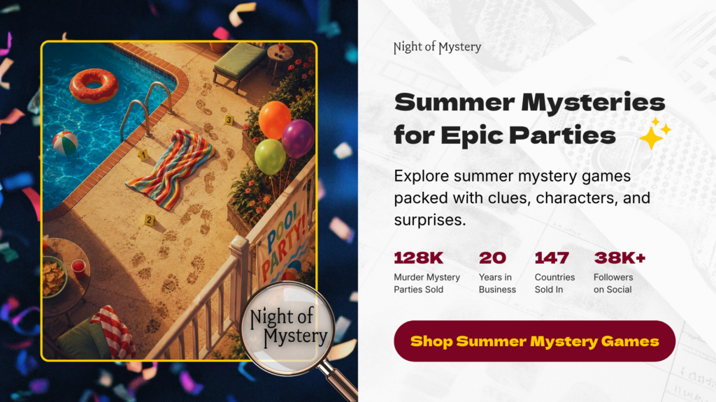 Night of Mystery | Pool Party Games That Splash Your Backyard Party Into A Mystery Night Shop Summer Murder Mystery Games