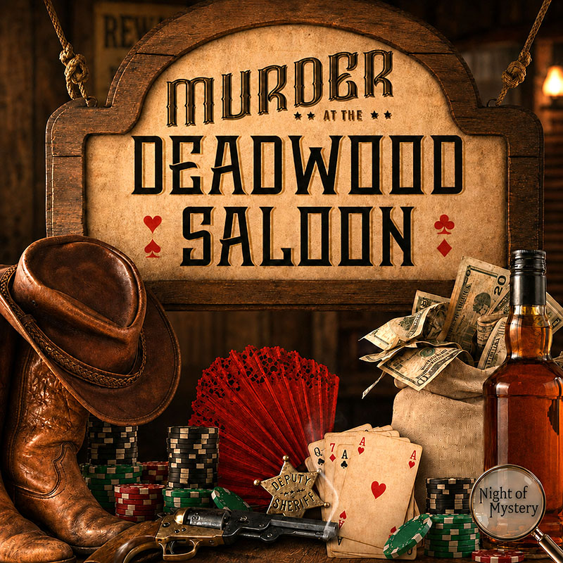 Night of Mystery | Murder At The Deadwood Saloon Murder Mystery Party Game Murder At The Deadwood Saloon Murder Mystery Party Game