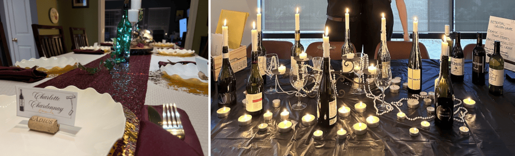 Night of Mystery | Wine Tasting Party Ideas Make the Table Part of the Decor