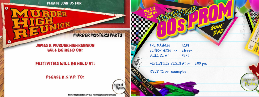 Night of Mystery | 20 Year High School Reunion Ideas That Bring The Class Back Together Send Invitations With Character Details