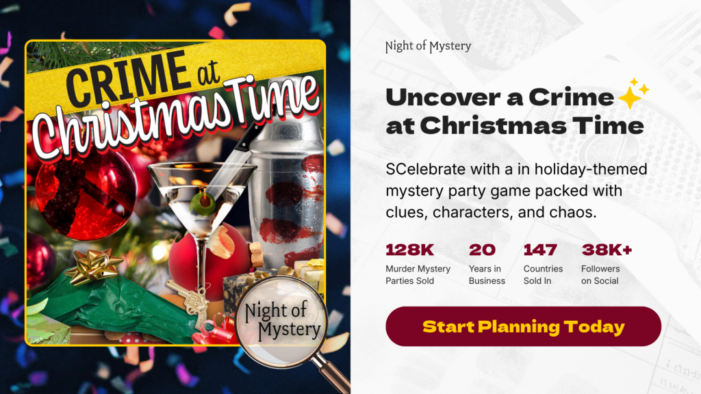 Night of Mystery | Adult Christmas Party Ideas That Turn Your Holiday Gathering Into A Whodunit Crime at Christmastime